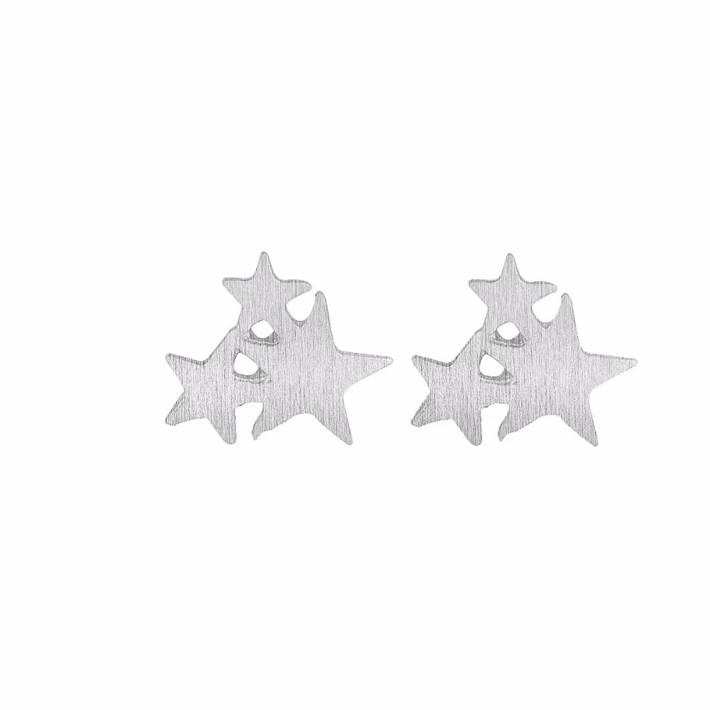 Everfast Wholesale Cute 3 Conneced Stars Earring Studs rostfritt stål Brincos smycken Silver Guld Rose Gold Plated Earings For Women