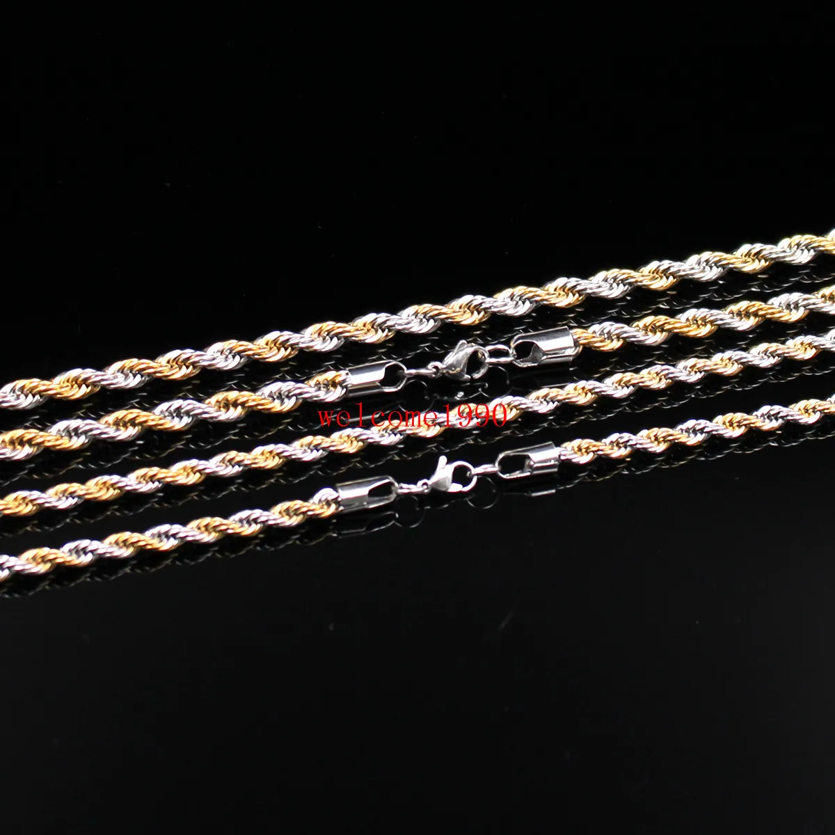 24 -calowy 5 mm 6 mm złota srebrna ze stali nierdzewnej ed singapur łańcuch łańcucha linowego Linki Naszyjniki Kobiety Mężczyźni zupełnie new227D6546474