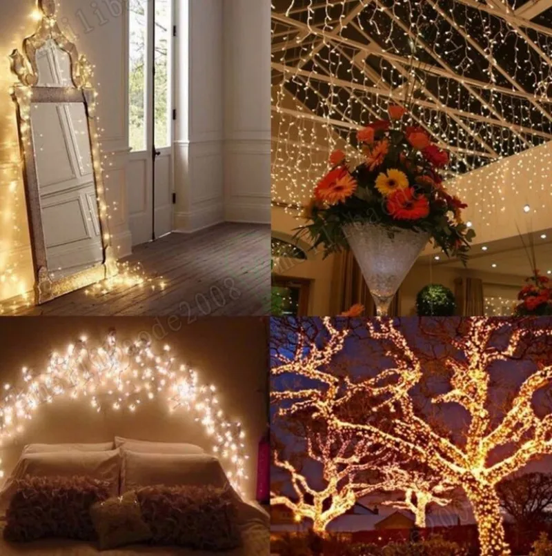 NUOVO 33ft 100 LED Solar Powered Copper Wire String Light Starry String Light Ambiente Illuminazione Solare Natale Light Party Wedding Led MYY