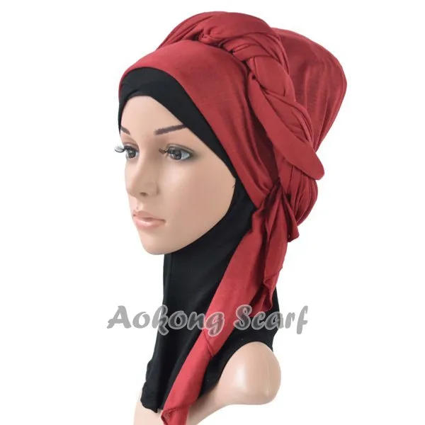 maxi bufanda jersey hijab 85 * 180 cm mujer modal jersey bufanda musulmana cabeza larga envuelve sólido hijab robó diademas de alta calidad S522