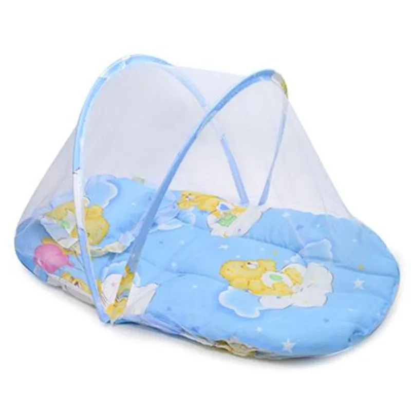 Wholesale-92cm Portable Baby Bed Crib Folding Mosquito Net Folding Mosquito Net for Infant, Cushion+Mattress+Pillow