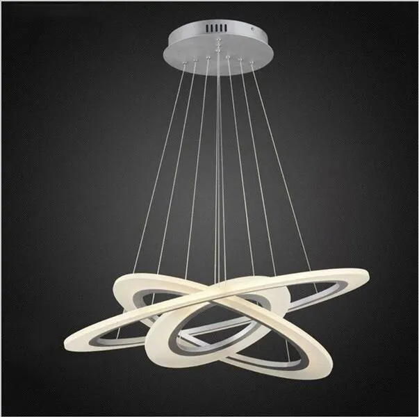 Modern akryl LED Pendant Light 3 Cirkelfjädring ljuskronor Belysning för vardagsrum Matsal Sovrum