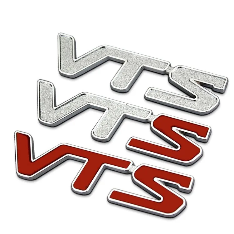 Vts bil badge emblem 3d logo klistermärke för citroen c2 c3 c4 quatre saxo xsara elysee quatre triomphine jimny 1.6 16v vtr röd silver färg