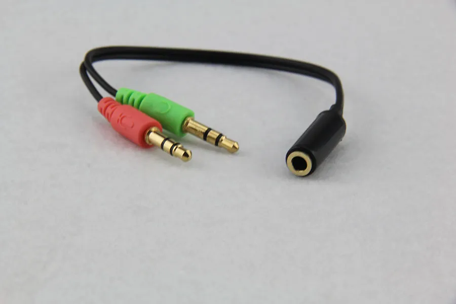 3.5mm Mic Female tot 2 Mannelijke Audiokabel Oortelefoon Hoofdtelefoon Aux Splitter Koord Voor PC Laptop Tablet iPhone Samsung 20cm 500PS / PARTIJ