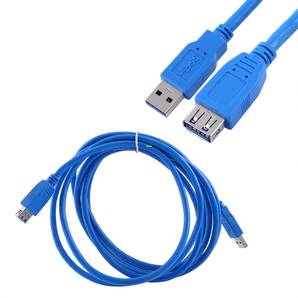 Freeshipping USB 3.0 Cable Super Speed ​​USB Extension Cable Male till Kvinna 1m 1,8m 3M USB Data Sync Transfer Extender Cable