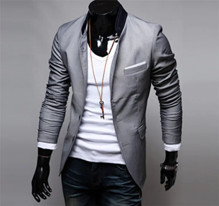 Fashion Winter Black Red Gray Mens Casual Clothes Cotton Long Sleeve Casual Slim Fit Stylish Suit Blazer Coats Jackets