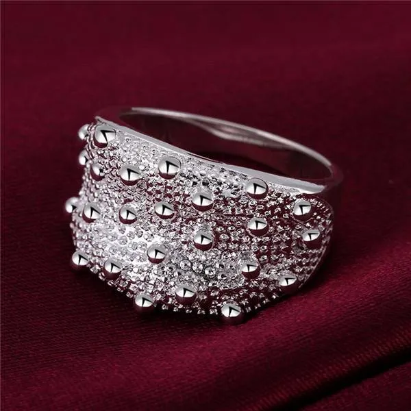 miglior regalo anello di gioielli in argento sterling con pallina donna WR408, anelli a fascia in argento 925 moda
