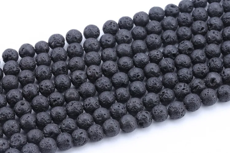 Fashion DIY Accessories Lava Rock Loose beads Black gem Natural stone Beads For women bracelets jewelry making wholesale Bulk 