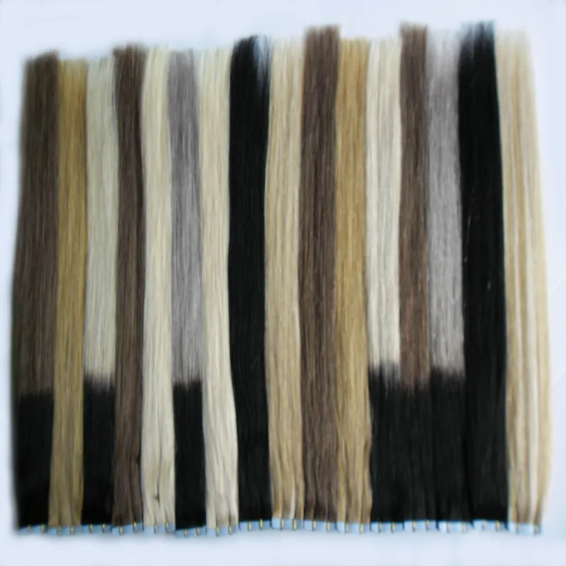 Double Sided Skin Weft Tape In Hair Blonde brazilian Virgin hair Natural Straight Ombre Virgin Remy Hair 100g