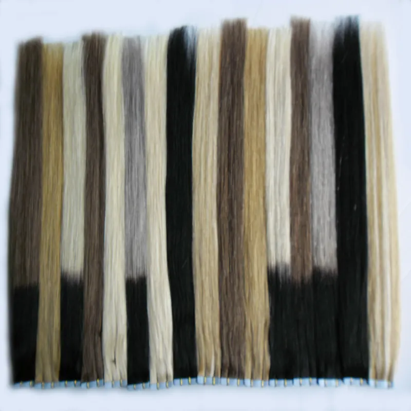 Doppelseitiges Hautschuss-Klebeband im Haar, 40 Stück, blondes brasilianisches reines Haar, natürliches glattes Ombre-Jungfrau-Remy-Haar, 100 g