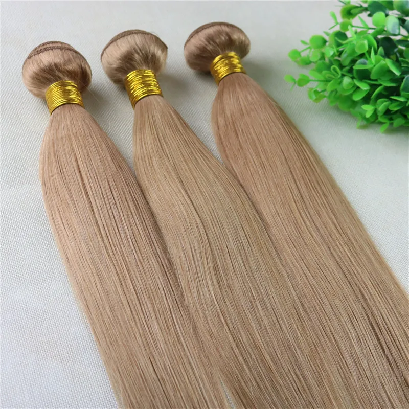 27 Strawberry Blonde Hair Weaves Brazilian Straight Human Hair Extensions Remy Hair Bundles 100gram Per Piece