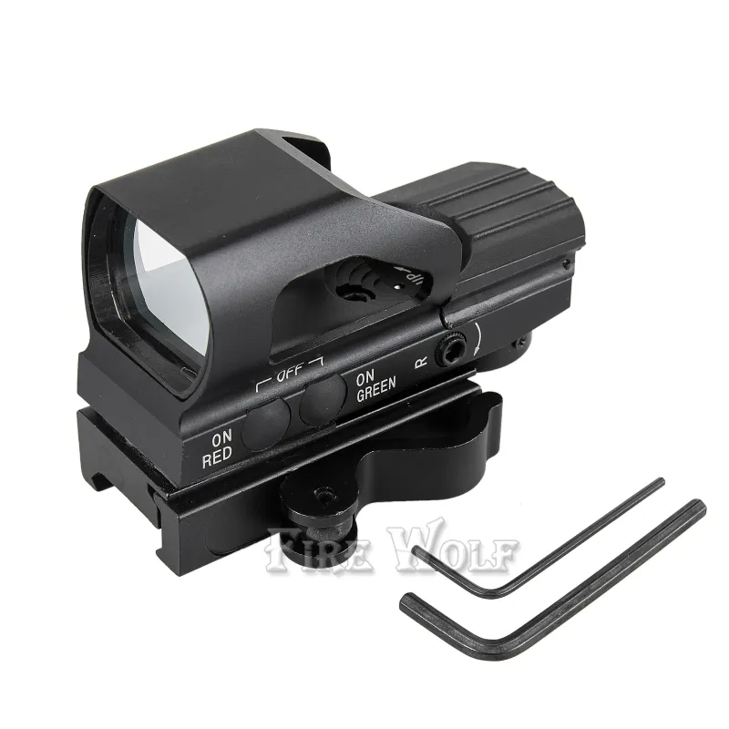 FIRE WOLF QD Quick Green Red Dot Sight Tactical Metal Holographic 4 Reticle Hunting Sight for 20mm Rail Picatinny Rail Scope