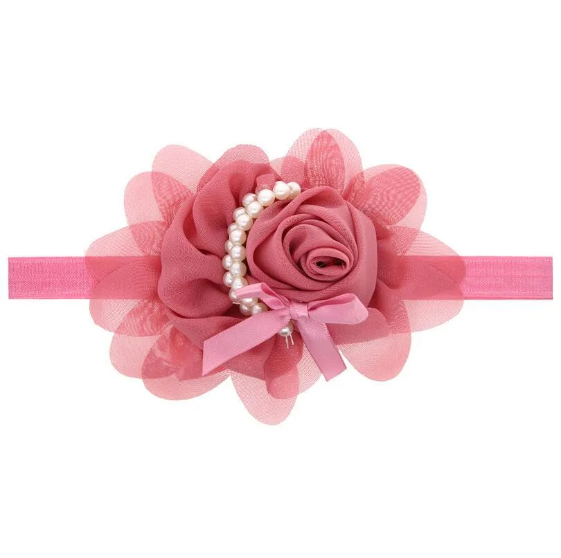 High quality New pearl roses children with hair baby with elastic stretch DMTG080 