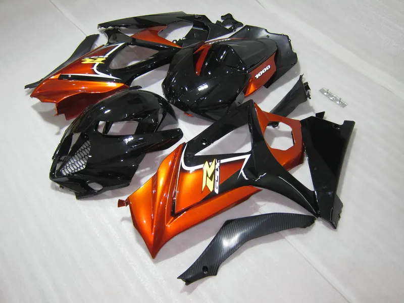 Carénages en plastique ABS moulé par Injection pour Suzuki GSXR1000 2005 2006 kit de carénage noir orange brûlé GSXR1000 05 06 OT52