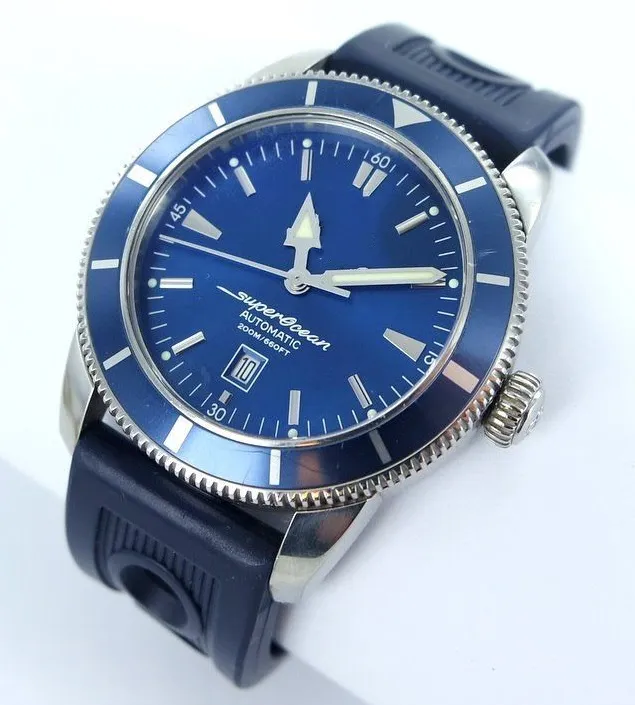 New Superocean Heritage 46mm A17320 Blue Dial Mens Mechanical Automatic Watch Rubber Mens Sport Wrist Watches318I