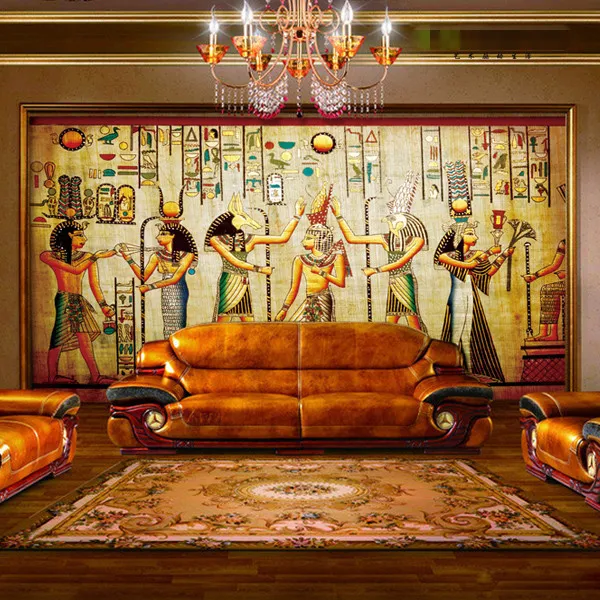 Hurtownie - Starożytne Egipskie Pharaoh Photo Tapety Retro Art Mural Tapeta Hoom Decor Non-Paper Fold Mural