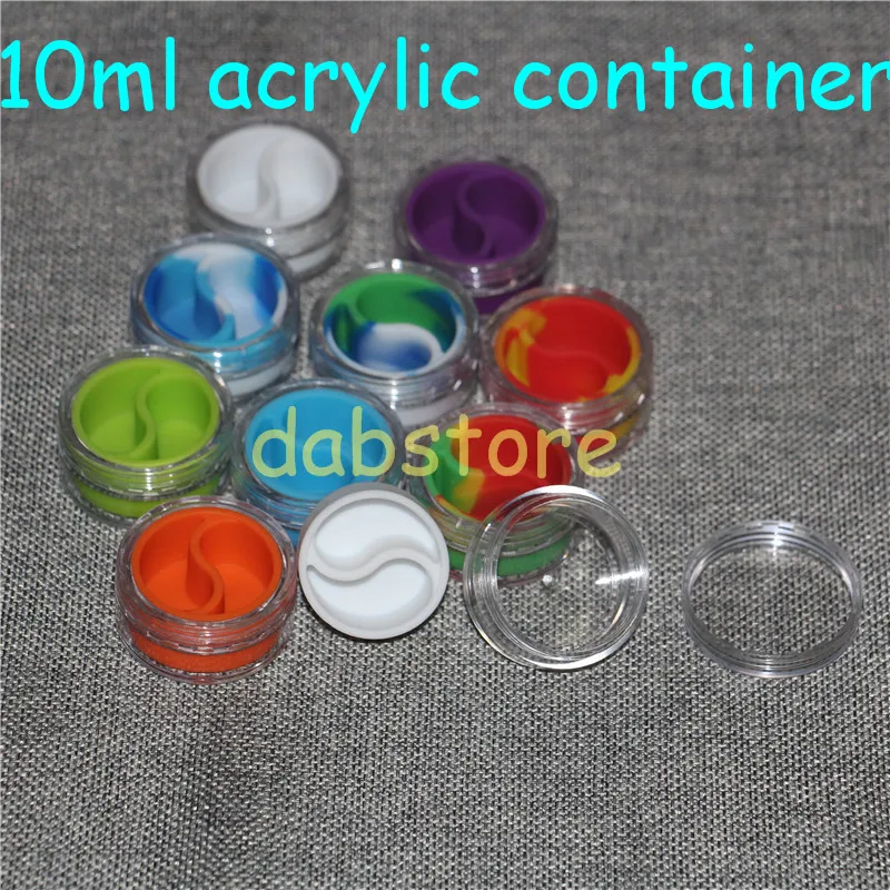 boxes wholesale 10ml acrylic container silicone jar dab wax containers oil glass bong