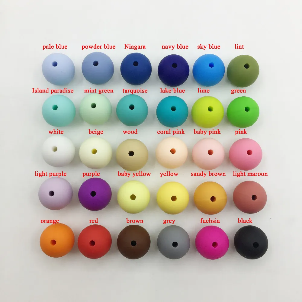 100Pcs Silicone Beads 15mm Round Silicone Bead Bulk Colorful