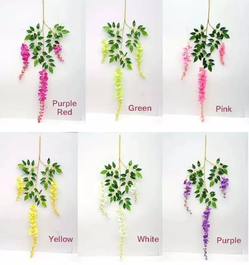 Guirlandes de fleurs décoratives artificielles en glycine, 110cm, 6 couleurs, pour fête, mariage, maison, livraison DHL gratuite