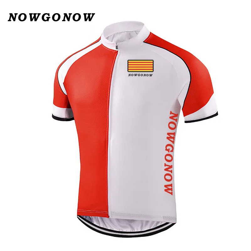 Hombre 2017 ciclismo jersey españa gira Cataluña falg bicicleta ropa desgaste tops equipo pro rider bicicleta deporte al aire libre NOWGONOW ciclismo personalizado