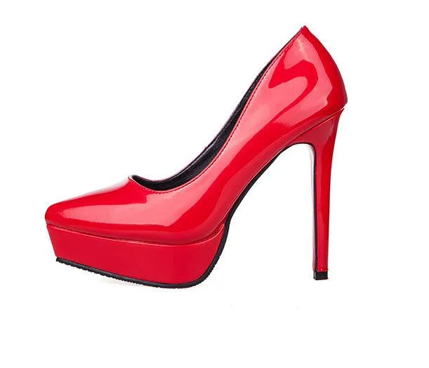النساء 12 سنتيمتر أحذية عالية الكعب الجلد المدبوغ السيدات الفم الضحلة أشار أصابع القدم الأحذية امرأة الزفاف مكتب مضخات الأحمر الأخضر zapato موهير