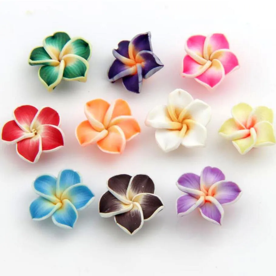 Färgrik keramisk lera porslin plumeria blomma lösa pärlor 15mm 150pcs / lot mode smycken l3000