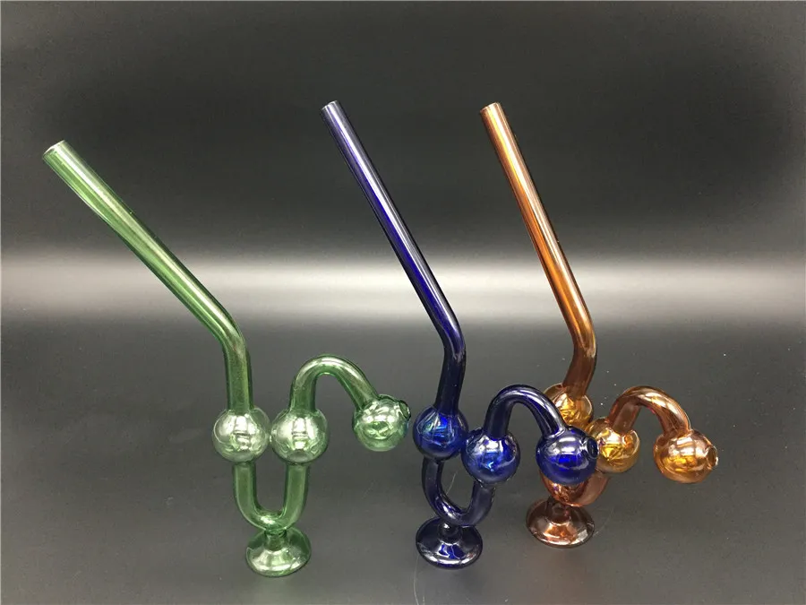 Tubi di vetro colorato a forma di serpente di grande spessore da 20 cm Bruciatori di olio di bong Tubi di acqua di tabacco in vetro per fumare Narghilè Tubo con base spedizione gratuita