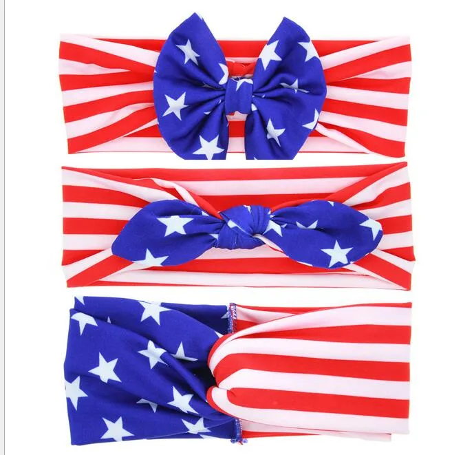 Drapeau américain bandeaux Arc Bandeaux Filles Mignon Arc Bande De Cheveux Infantile Belle Headwrap Enfants Bowknot Élastique wrap band Sweetgirl foulard