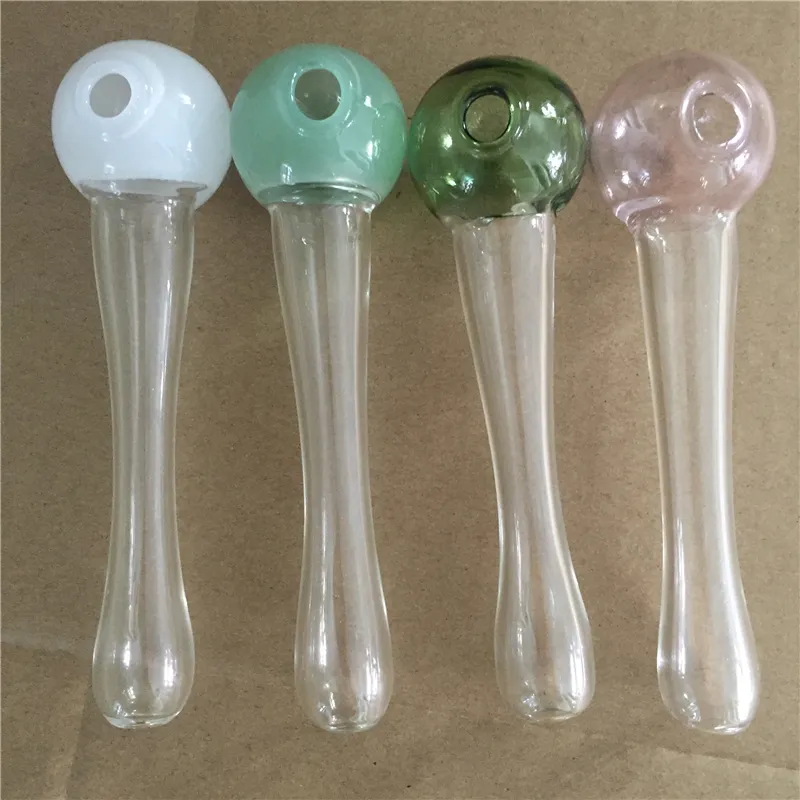 2017 New Design mini Pyrex Glass Oil Burner Clear glass tube smoking pipes oil nail water pipe inch 12mm in stock Random color