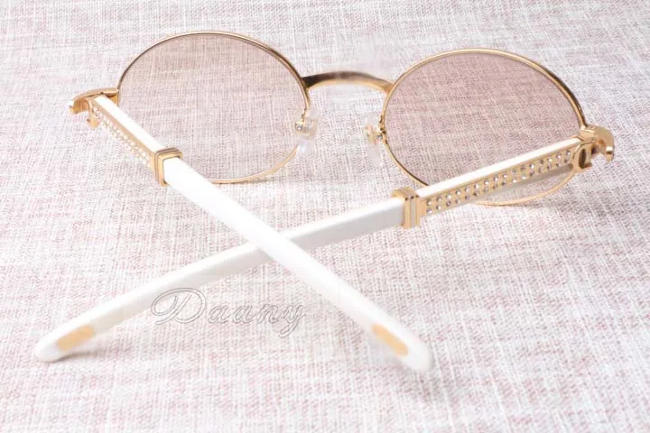 2019 New Diamond Round 선글라스 Cattle Horn Glasses 7550178 Natural Straight leg horns 남성 선글라스 glasess 안경 크기 : 55-22-135m