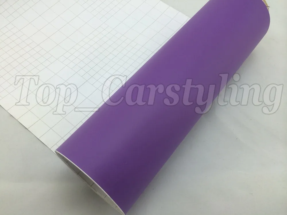 Film d'enveloppe de voiture en vinyle satiné violet avec vinyle mat sans bulles d'air pour l'emballage du véhicule, couverture de carrosserie, feuille de vinyle 1,52x30m/rouleau 5ftx98ft