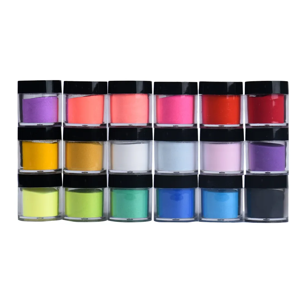 Partihandel-Paradise 2016 Hot 18 Colors Acrylic Nail Art Tips UV Gel Powder Dust Design Decoration 3D DIY Decoration Set Free Frakt May06 Bästa kvalitet