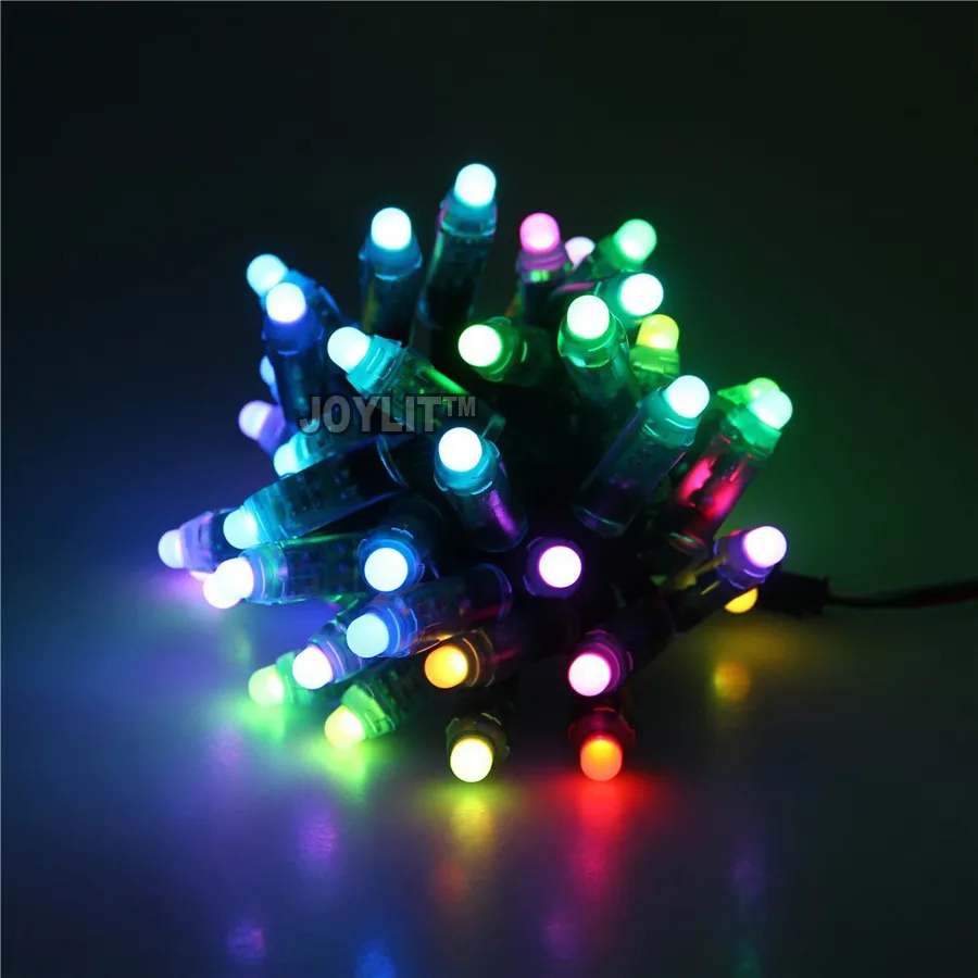 Darmowa Wysyłka 100 SZTUK 5 V 12V WS2801 Moduły 12mm Rozproszone Digital RGB LED Pixel String Light Indywidualnie LED Moduł 50 sztuk / String IP68