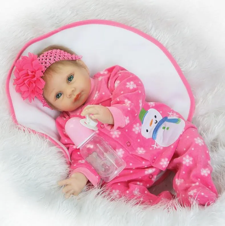 Collectie doek lichaam 22 inch reborn baby poppen meisje realistische pasgeboren baby's prinses poppen met kleding kinderen verjaardagscadeau