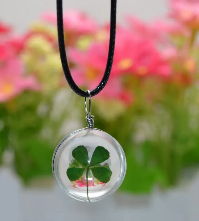 Brand new Explosive handmade plants dried flowers necklace lace flower glass ball pendant WFN315 with chain a 