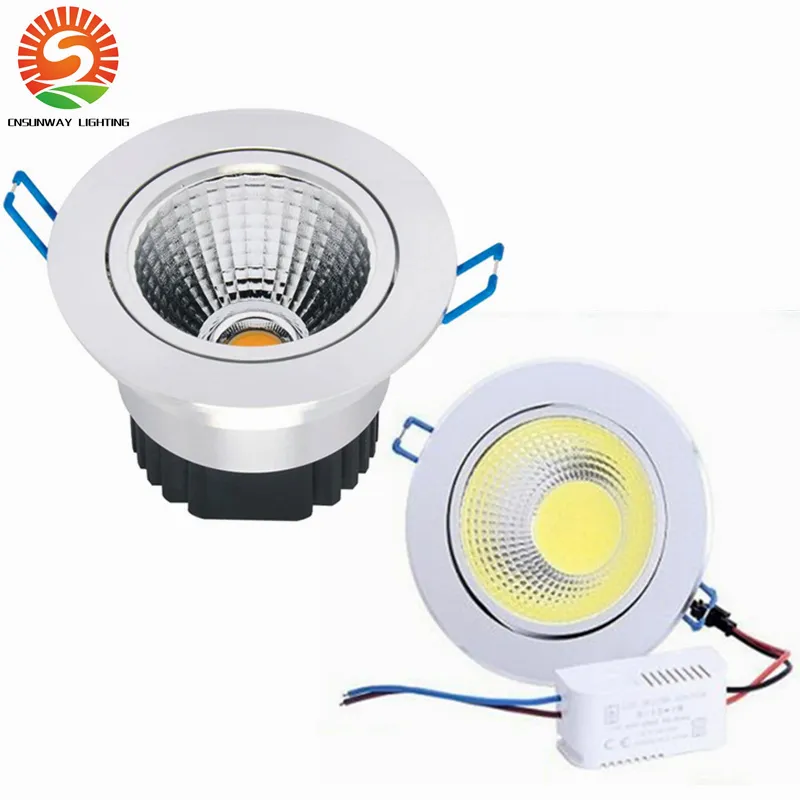 도매 Recessed 천장 디 밍이 가능한 Led Downlights 9W 12W 15W COB Led 통 AC110-240V + CE ROHS UL 무료 배송