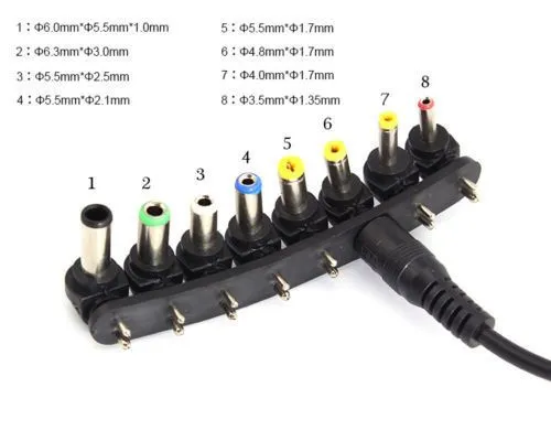 Uniwersalny DC 80 W Samochód Auto Ładowarka Zasilacz Adapter Zestaw do Notebooka Laptopa z 8 Wtykami odłączanymi Darmowa Wysyłka Hurtownie 10 sztuk / partia