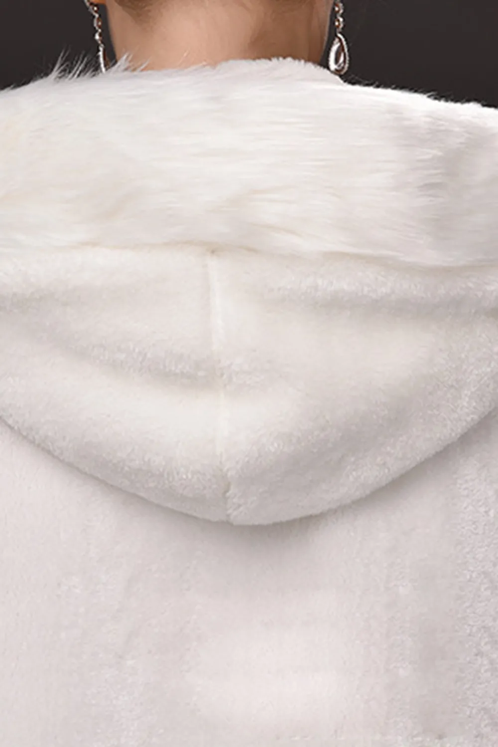 Manteau de mariée en fausse fourrure de guerre d'hiver, enveloppes chaudes, garniture à capuche, longueur au sol, veste Abaya parfaite pour Cape de mariage, veste enveloppes CPA915