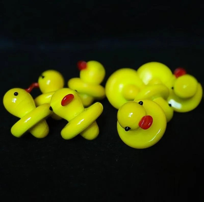 Duck UFO Carb Cap Vetro colorato solido Giallo Duck dome 24mm per 4mm Thermal P Quartz banger Nails bong per tubi dell'acqua in stock