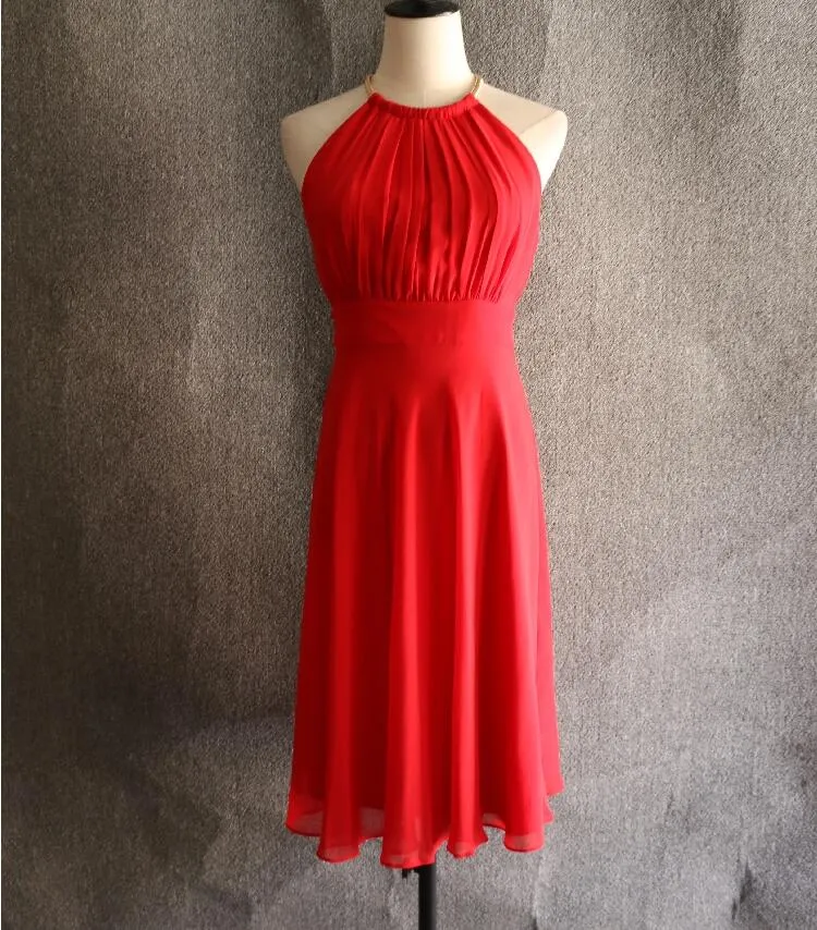 Dress Formal Simple Red Cocktail Dress Simple V Neck Backless Red