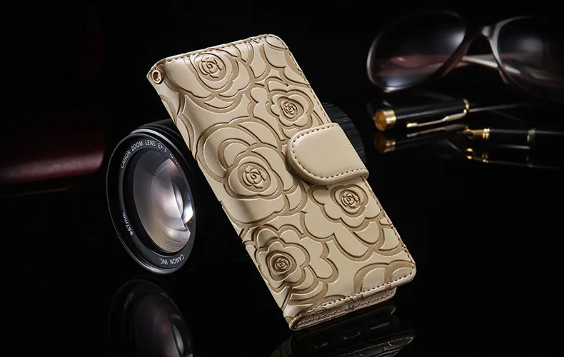 Luksusowy kwiat 3D wzór skórzany etui do iPhone 7 6 6s Plus 5 5S Holder Stand Holder Flip Portfel Pokrywa dla iPhone 7 6