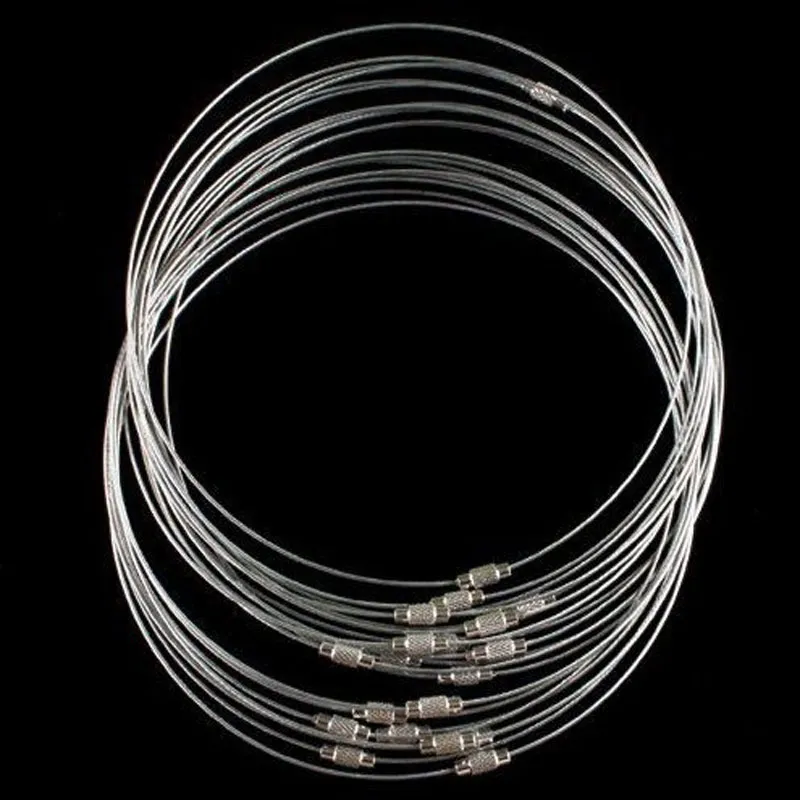 1mm 18inch Stainless Steel Wire Necklace Choker DIY Jewelry For Women Girl Party Club Decor Fashion Accessories