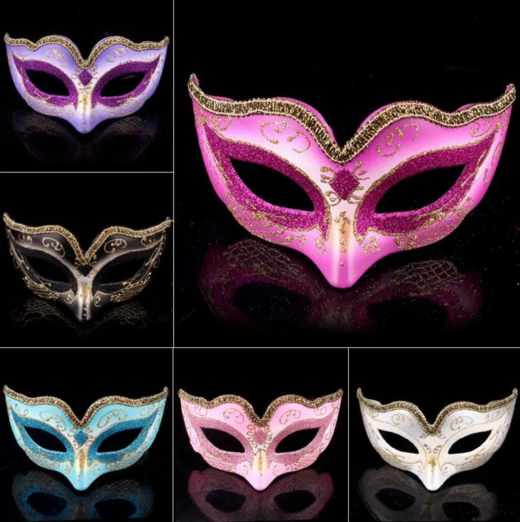 Masquerade Ball Dance Mask Moda donna Costume Fancy Dress Prom Eye Mask Mardi Party Maschere da sposa Gold Glitter Edge Gift