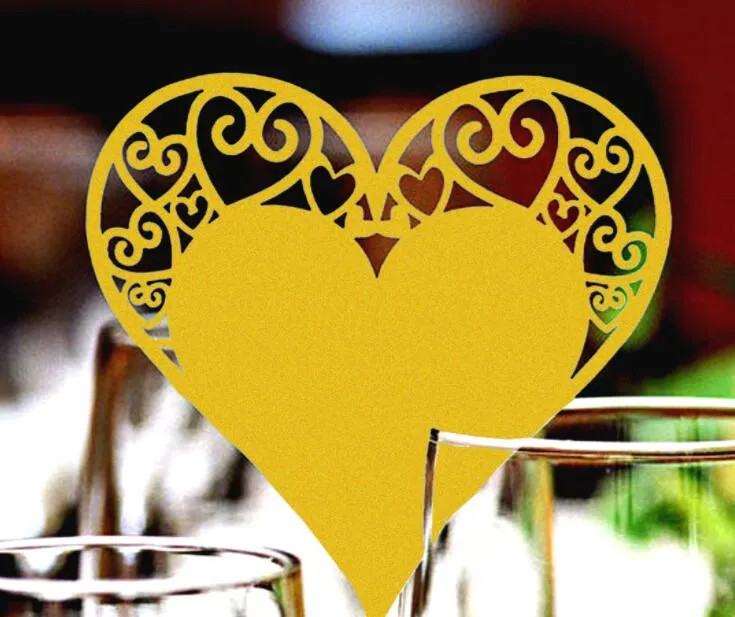 Laser Cut Heart Wine Glass Card Bord Namn Place Escort Cup Card Party Wedding Decorations For Home lot 7236773