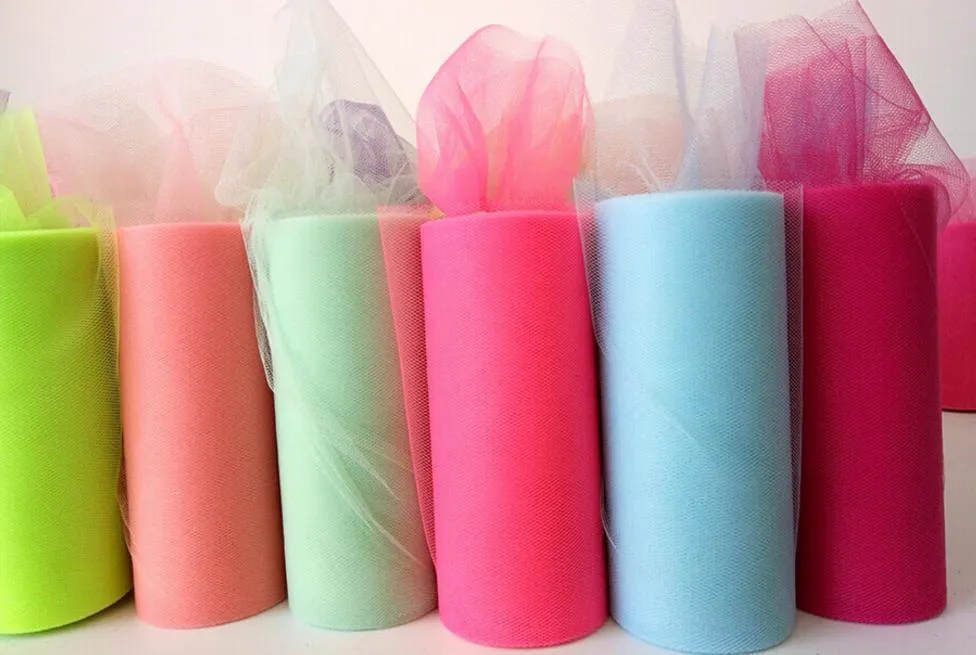 6quotx25yd Tulle Roll Spool Fabric Wedding Party Chair Bow Decor DIY Tutu Skirt Sheer Gauze Table Banner Garland Tassel sash Ban2828520