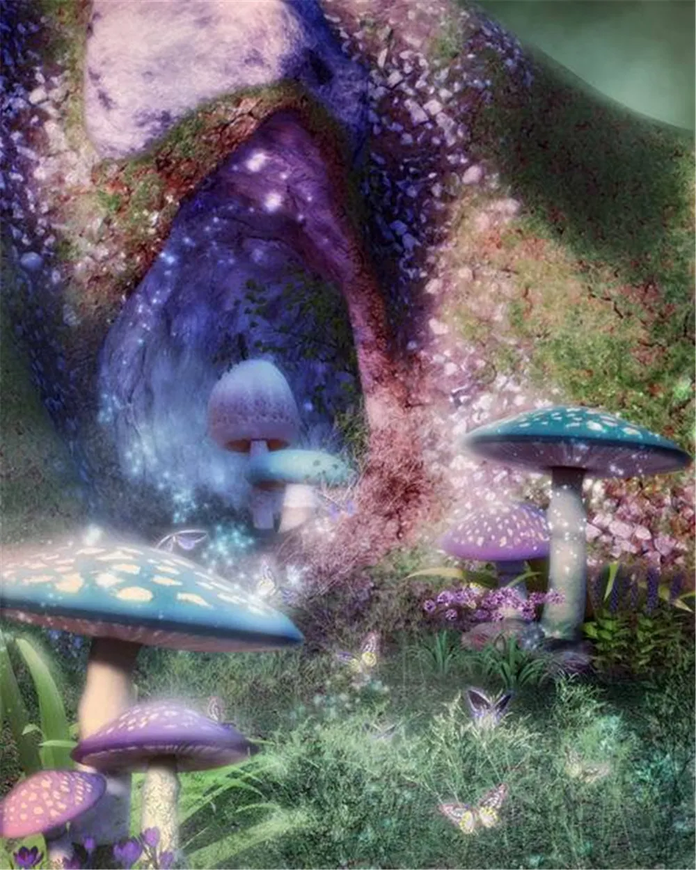 Kids Cartoon Photography Backdrops Fairy Tale Hallowmas Colorful Mushrooms Back Drop Digital Printed Studio Photo Shoot Backgrounds