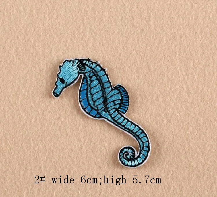 Iron On Patches DIY Embroidered Patch sticker For Clothing clothes Fabric Badges Sewing sea horse dog cat design
