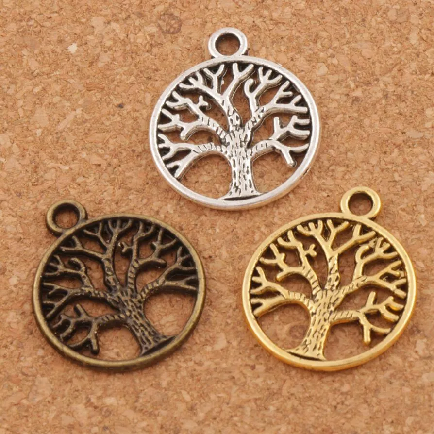 Albero genealogico della vita pendenti con ciondoli 200 pz / lotto argento antico / bronzo / gioielli in oro fai da te L463 20x23,5 mm caldo