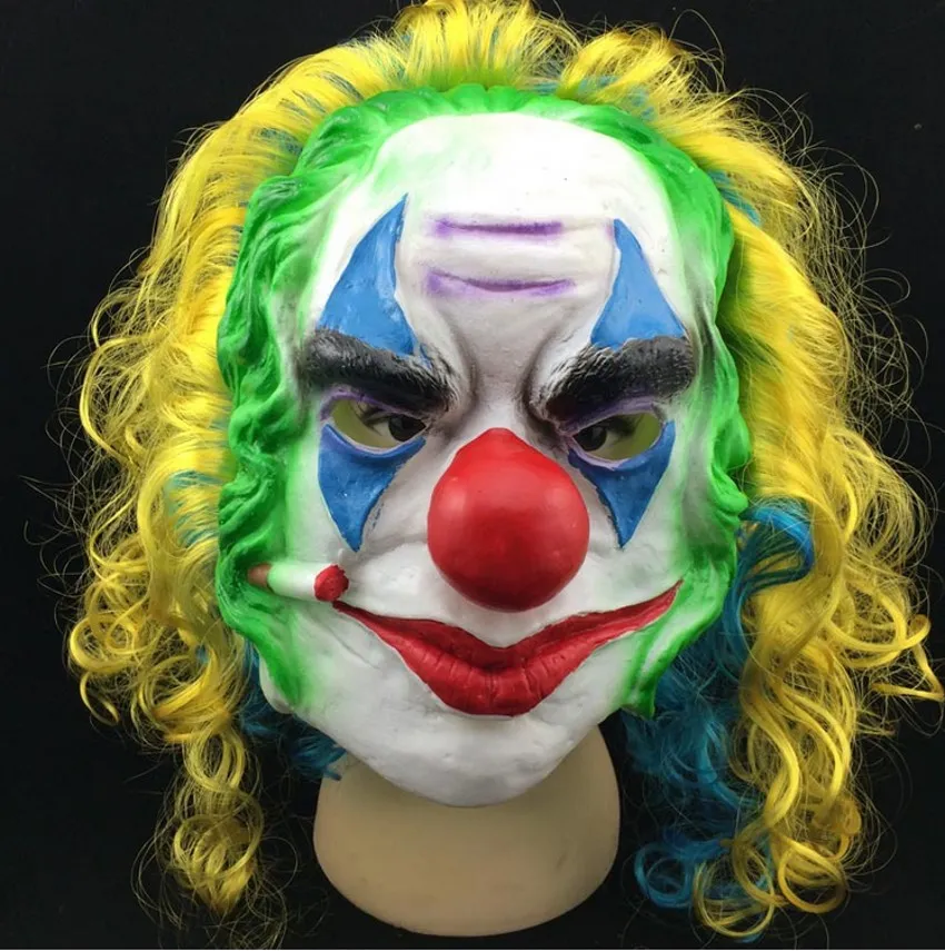 Maschera da clown spaventoso adulti Halloween Evil Killer Fancy Dress Horror Jolly Latex Hair Maschere a pieno facciale Costume da festa Accessorio cosplay