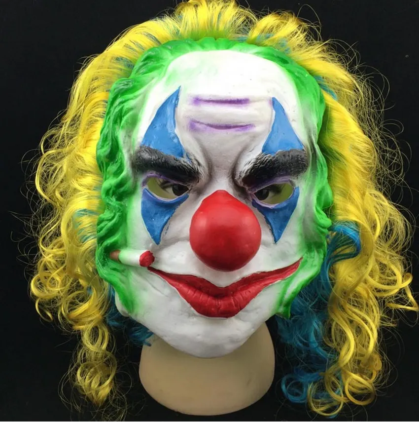 Effrayant Clown Masque Adulte Halloween Evil Killer Déguisements Horreur Jolly Latex Cheveux Masques Complets Costume De Fête Cosplay Accessoire